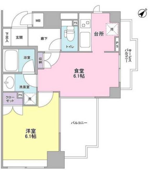 アルス恵比寿メイクス(1DK/6階)の間取り写真