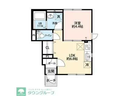 ヴィエント境南(1LDK/1階)の間取り写真