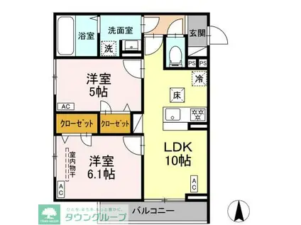 D PAINA殿町(2LDK/1階)の間取り写真