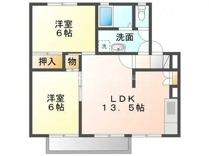 プロヴァンス飯村(2LDK/2階)の間取り写真