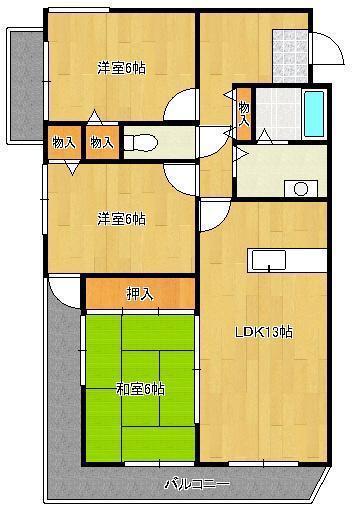 エクセル徳力(3LDK/4階)の間取り写真