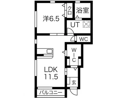 リュミエール(1LDK/1階)の間取り写真