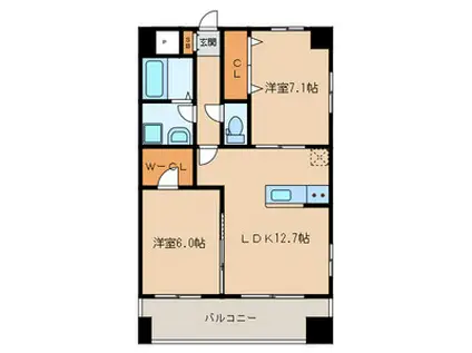 マーブル リヌーキー II(2LDK/4階)の間取り写真