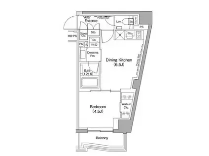 ザ・パークハビオ神楽坂(1DK/4階)の間取り写真