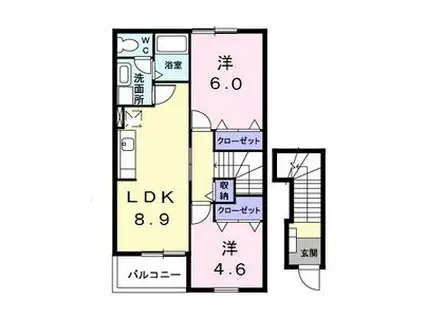 地下鉄名港線 日比野駅(名古屋市営) 徒歩15分 2階建 築24年(2DK/2階)の間取り写真