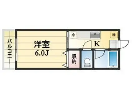 アーバンフラット桜田B棟(1K/2階)の間取り写真