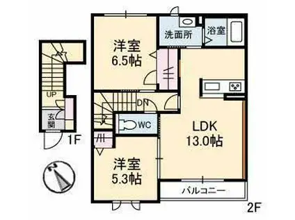 リメンブランス I棟(2LDK/2階)の間取り写真