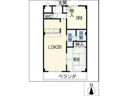 サンレジデンス藤江(2LDK/2階)の間取り写真