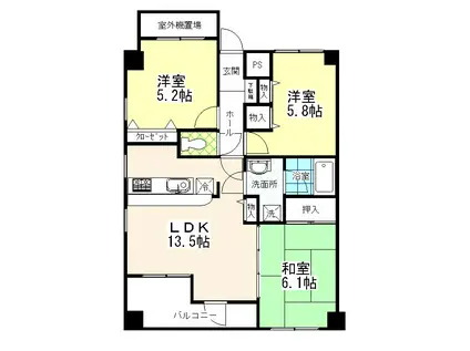 ヴィクトリー東峰II(3LDK/4階)の間取り写真