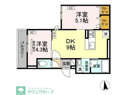 セレスティア青井II(2DK/2階)の間取り写真