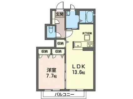 メゾンラフォーレA棟(1LDK/1階)の間取り写真