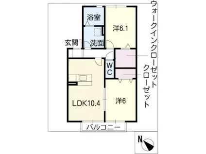 シャンティ(2LDK/2階)の間取り写真