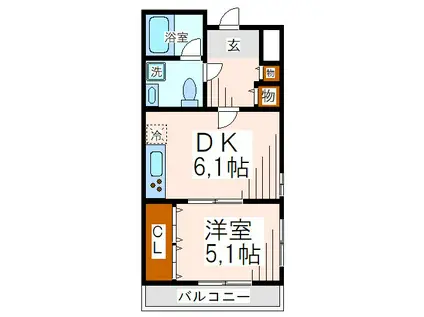 LA・FELICITA(1DK/1階)の間取り写真