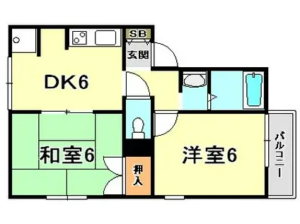 セジュール楠谷(2DK/1階)の間取り写真