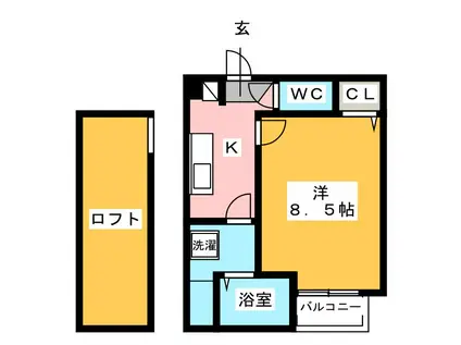 コンフォートベネフィス大橋5(1K/2階)の間取り写真