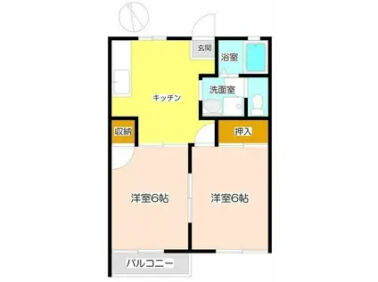 ハイツ荻野B棟(2K/1階)の間取り写真