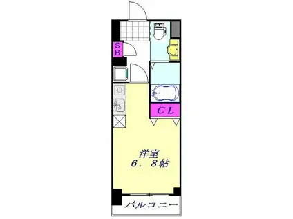 メゾンドわらび(1K/9階)の間取り写真