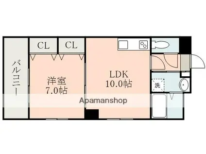 フォルテ水前寺(1LDK/3階)の間取り写真