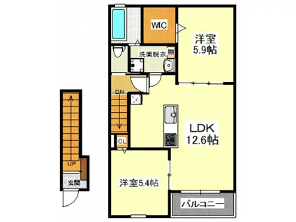 オリーブ井原里A棟(2LDK/2階)の間取り写真