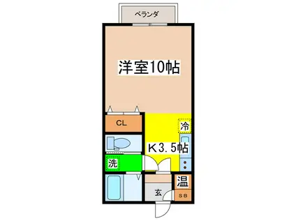 REVE芦野(1K/3階)の間取り写真