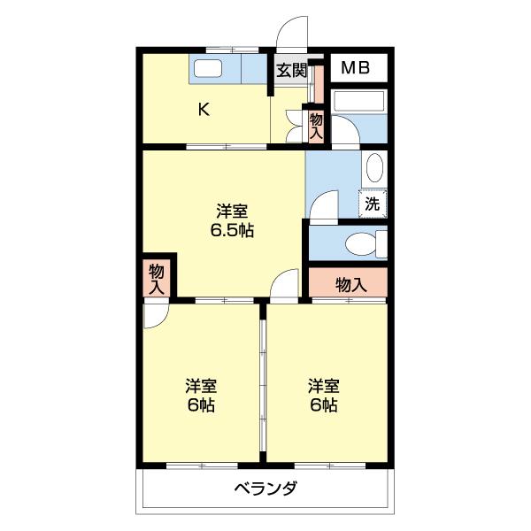 中善ハイツ(3K/6階)の間取り写真