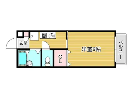 エルトベール(1K/1階)の間取り写真