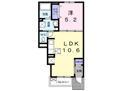 ピュアハイツ・優(1LDK/1階)の間取り写真