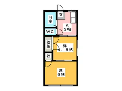 シティハイムパークサイド(2K/1階)の間取り写真