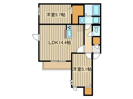 ロイジェント東大泉(2LDK/1階)の間取り写真