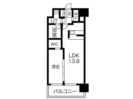 グランカーサ難波元町(1LDK/15階)の間取り写真