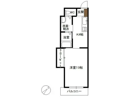 なすのハイツ(1K/1階)の間取り写真