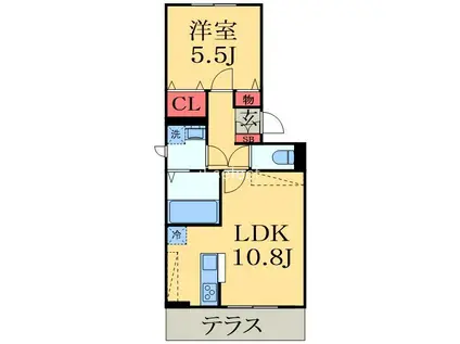 D-ROOM穴川2丁目(1LDK/1階)の間取り写真