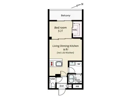KUZE市川(1LDK/3階)の間取り写真