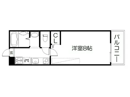 アークリード西院(1K/1階)の間取り写真