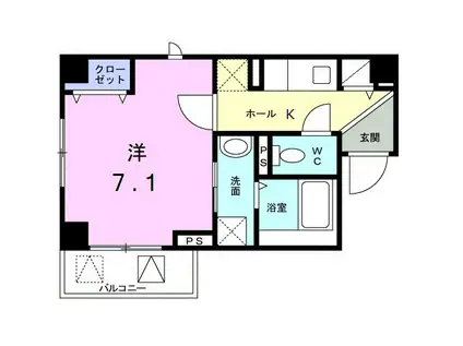 プラム平間(1K/2階)の間取り写真