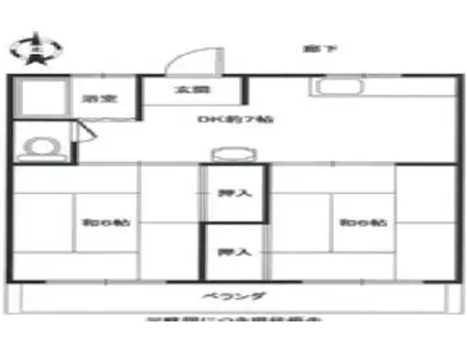 ハイツ陽光(2DK/2階)の間取り写真