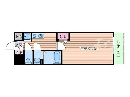 サムティ上新庄レジデンス(1K/8階)の間取り写真