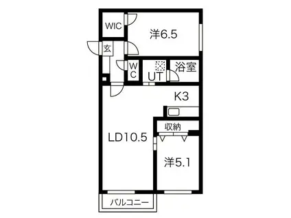 ノルテ円山(2LDK/3階)の間取り写真