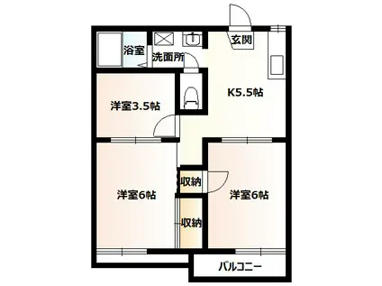 バーディーハウス(3DK/1階)の間取り写真