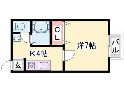 シャトーブルー(1K/2階)の間取り写真