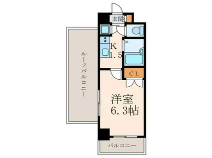 ラサンテ広尾(1K/7階)の間取り写真