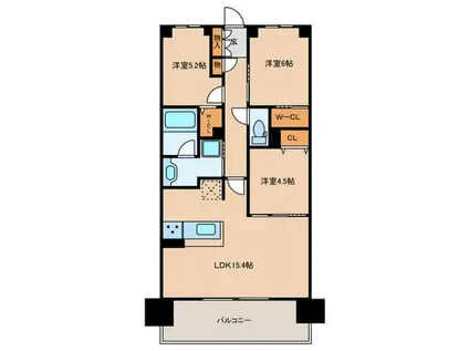 ハルモシティ(3LDK/9階)の間取り写真