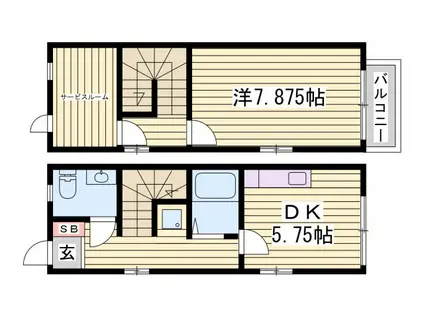 リースランド北条宮の町 B棟(1DK/1階)の間取り写真