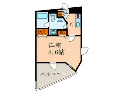 UNE FILLES ユンヌ フィーユ(1K/2階)の間取り写真