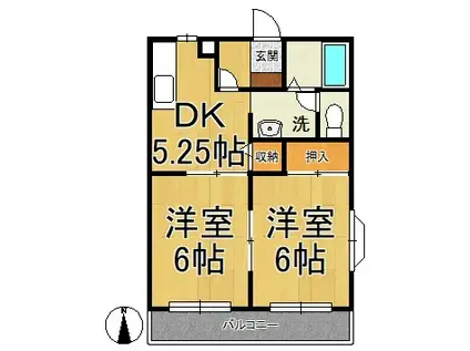 ヴィラージュ鎌倉B(2DK/2階)の間取り写真