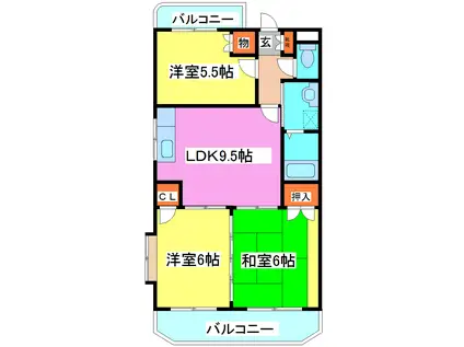 ロマンハイツ(3LDK/3階)の間取り写真