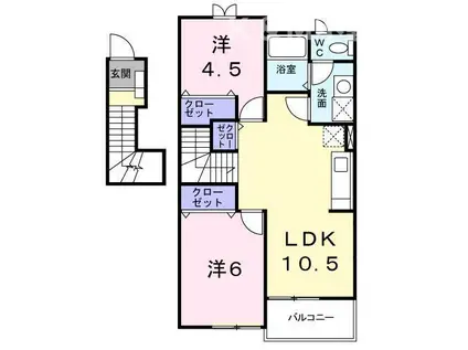 カリーノ・フィオーレ(2LDK/2階)の間取り写真