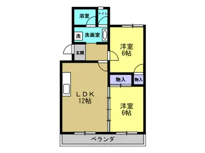 パークヒルズ雁宿(2LDK/2階)の間取り写真