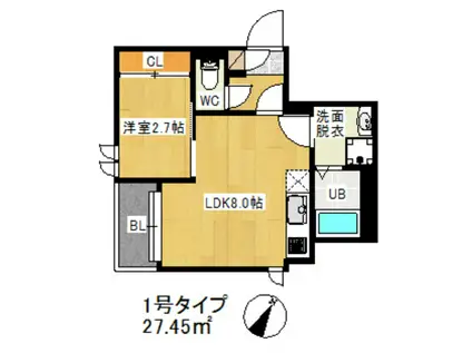 REGALEST西新(1LDK/2階)の間取り写真