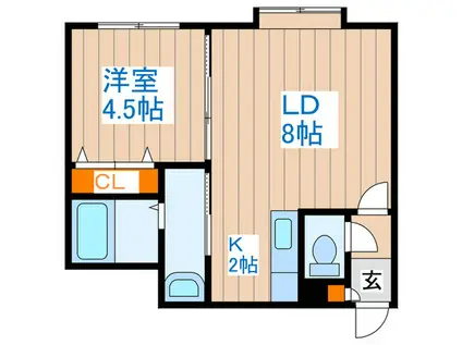 LEESPACE北10条I(1LDK/3階)の間取り写真